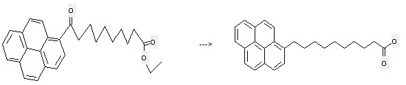 The 1-Pyrenedecanoic acid could be obtained by the reactant of w-Pyrenoylnonansaeure-ethylester. 